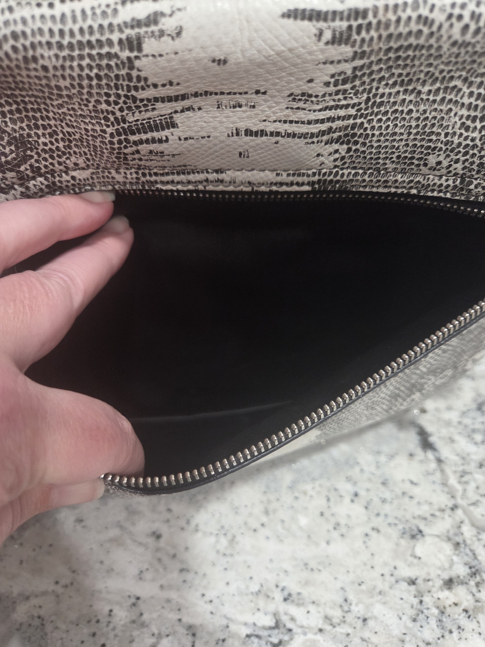 Henri Bendel Black & White Faux Snakeskin-Print Shoulder Bag - Picture 5 of 14